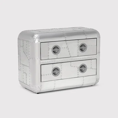 Barker and Stonehouse Timothy Oulton Aviator Blackhawk Chest Medium, Silver | Barker & Stonehouse