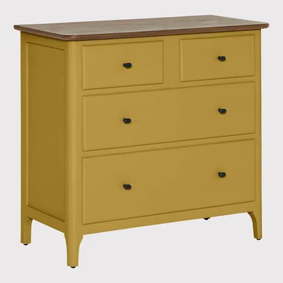 Barker and Stonehouse Painted Collection Oakley 4 Drawer Chest, Yellow | Barker & Stonehouse
