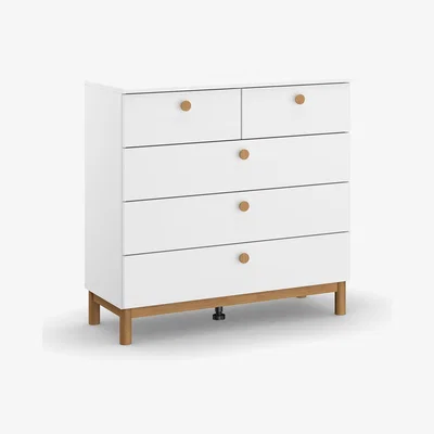Barker and Stonehouse Kalix 5 Drawer Chest, White | Barker & Stonehouse