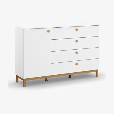 Barker and Stonehouse Kalix 1 Door 4 Drawer Chest, White | Barker & Stonehouse
