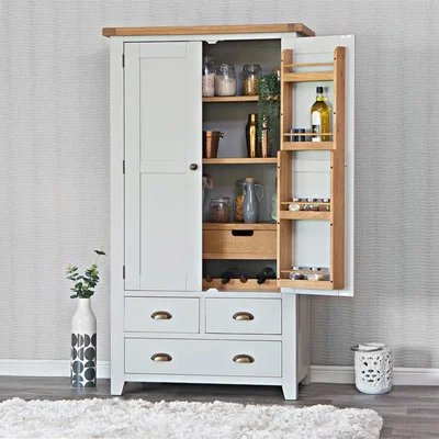 Chiltern Oak Furniture Hampshire Grey Painted Oak Large Larder Unit
