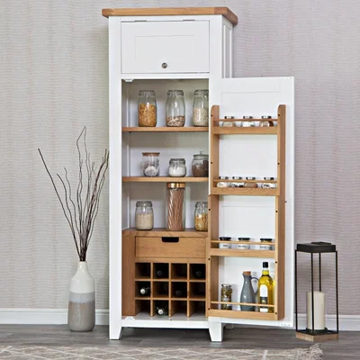 Chiltern Oak Furniture Hampshire White Painted Oak Slim Larder Cupboard