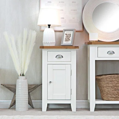 Chiltern Oak Furniture Chester White Painted Oak 1 Door Small Cupboard