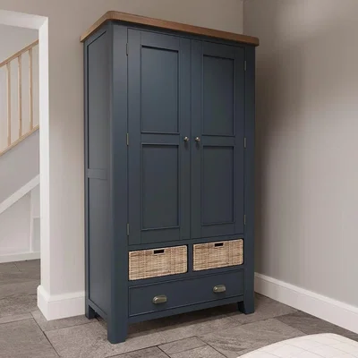 Chiltern Oak Furniture Wessex Smoked Oak Blue Painted Large Larder Unit