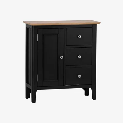 Chiltern Oak Furniture Bergen Black Painted Oak Large Cupboard