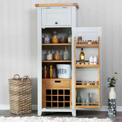 Chiltern Oak Furniture Hampshire Grey Painted Oak Slim Larder Cupboard