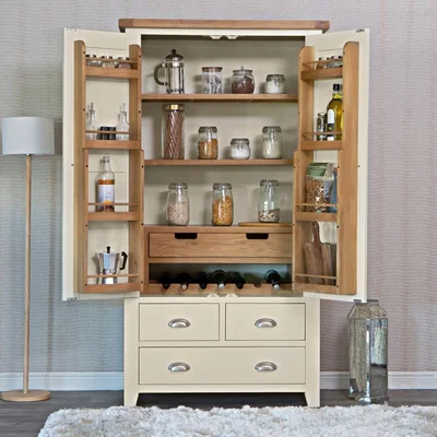 Chiltern Oak Furniture Hampshire Ivory Painted Oak Large Larder Unit