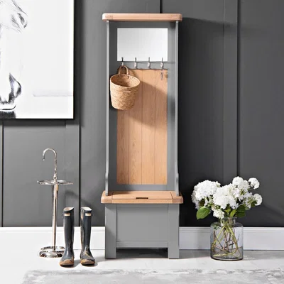 Chiltern Oak Furniture Dorset Storm Grey Painted Oak Hallway Storage Unit