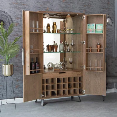 Chiltern Oak Furniture Industrial Oak Extra Large Tall Drinks Cabinet
