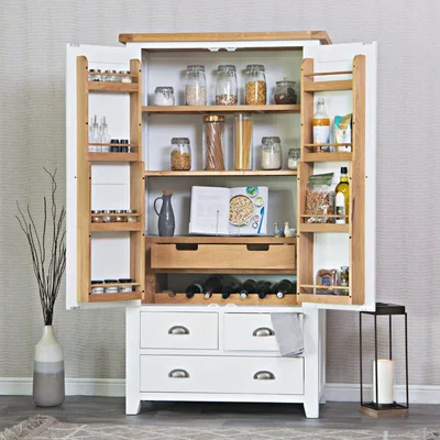 Chiltern Oak Furniture Hampshire White Painted Oak Large Larder Unit