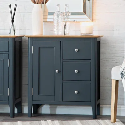 Chiltern Oak Furniture Bergen Blue Painted Oak Large Cupboard