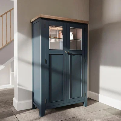 Chiltern Oak Furniture Wessex Smoked Oak Blue Painted Extra Large Tall Drinks Cabinet