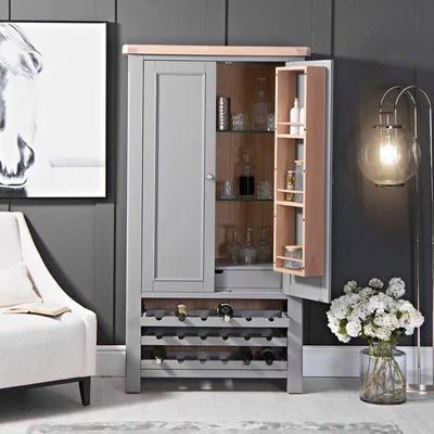 Chiltern Oak Furniture Dorset Storm Grey Painted Oak Extra Large Tall Drinks Cabinet