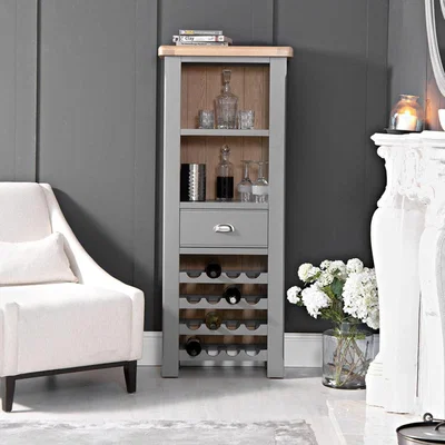 Chiltern Oak Furniture Dorset Storm Grey Painted Oak Tall Wine Cabinet