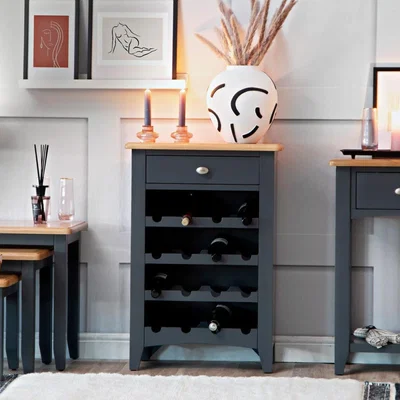 Chiltern Oak Furniture Gloucester Midnight Grey Painted Wine Cabinet