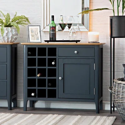 Chiltern Oak Furniture Bergen Blue Painted Oak Wine Cabinet