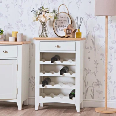 Chiltern Oak Furniture Gloucester White Painted Wine Cabinet