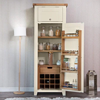 Chiltern Oak Furniture Hampshire Ivory Painted Oak Slim Larder Cupboard