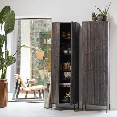 Cuckooland Woood Gravure Tall Cabinet with Drawer - Oak