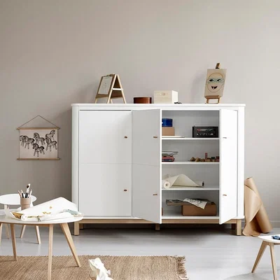 Cuckooland Oliver Furniture Wood Multi Storage Cupboard - White