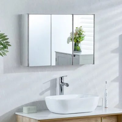Dunelm Collins Stainless Steel Mirrored Triple Cabinet