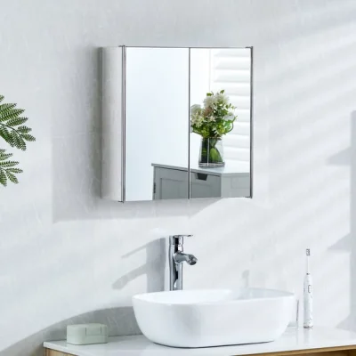 Dunelm Collins Stainless Steel Mirrored Double Cabinet