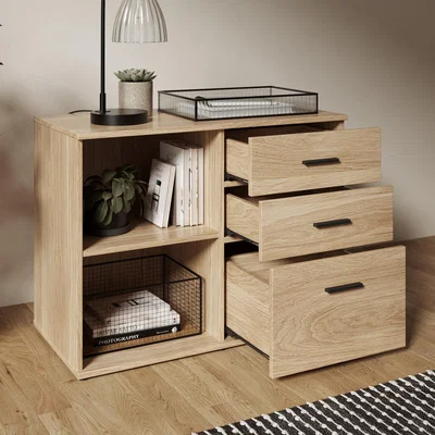 Dunelm Edison Storage Cabinet, Oak Effect Oak Effect