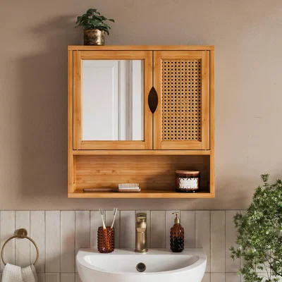 Dunelm Avani Wall Cabinet, Bamboo Bamboo