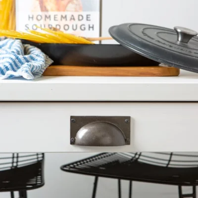 Dunelm Hammer & Tongs Set of 4 Rectangle Cup Shaped Cabinet Handles