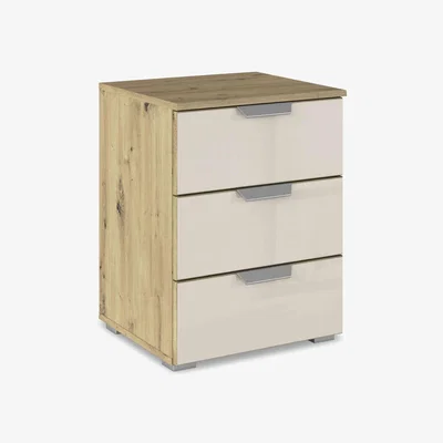 Furniture Village Rauch - Freja 3 Drawer Glass Bedside Cabinet
