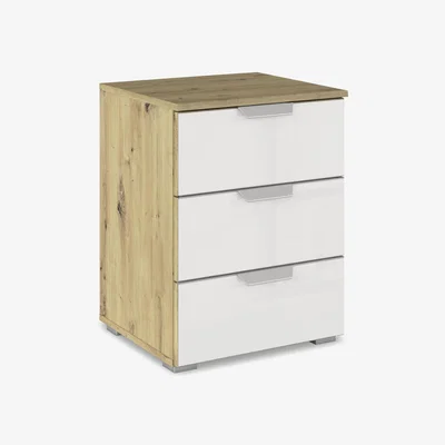 Furniture Village Rauch - Freja 3 Drawer Glass Bedside Cabinet