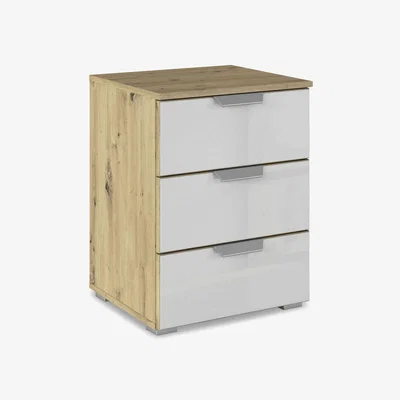 Furniture Village Rauch - Freja 3 Drawer Glass Bedside Cabinet