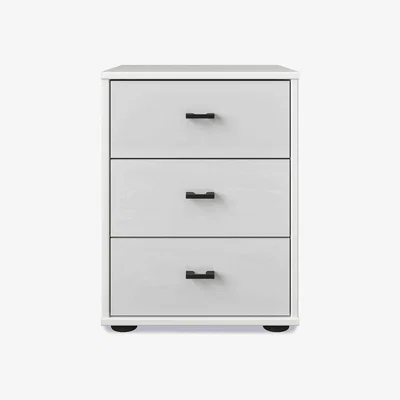Furniture Village Wiemann - Dallas 40cm 3 Drawer Glass Bedside Cabinet
