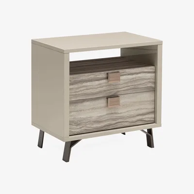 Furniture Village ALF - Franco 2 Drawer Bedside Cabinet with Open Shelf