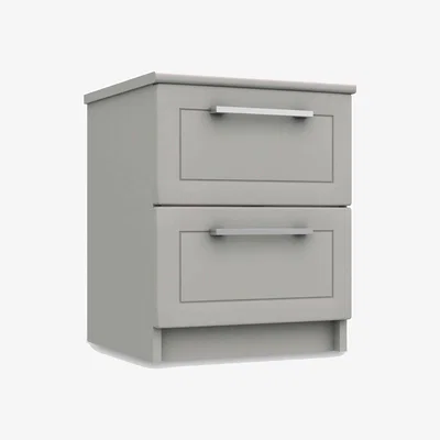 Furniture Village London Bedrooms - Bexley 2 Drawer Bedside Cabinet - Light Grey