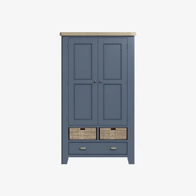 Furniture123 Navy & Oak Tall Storage Cabinet - Pegasus