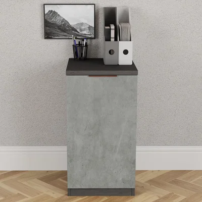 Furniture123 Denver 1 Door Cupboard - Smoked Oak with Stone Front
