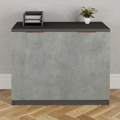 Furniture123 Denver 2 Door Cupboard - Smoked Oak with Stone Front