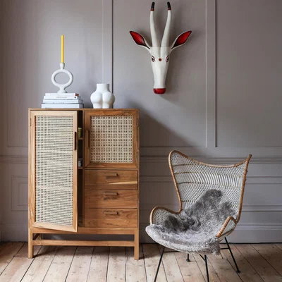 Graham & Green Cadance Cane Cabinet with Drawers