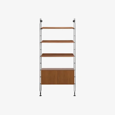 Heal's Kartell Adam Wood Bookshelf 3 Shelves 1 Cupboard Dark Wood