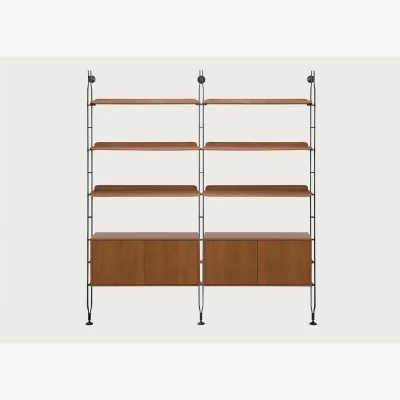 Heal's Kartell Adam Wood Bookshelf 6 Shelves 2 Cupboards Dark Wood