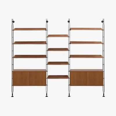 Heal's Kartell Adam Wood Bookshelf 6+4 Shelves 2 Cupboards Dark Wood