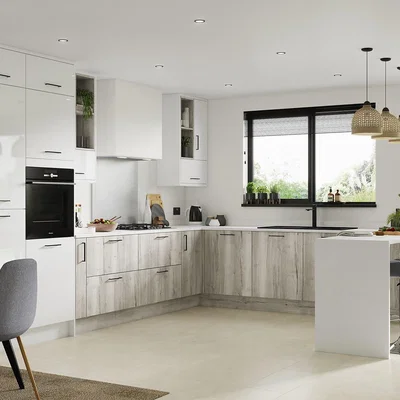 Homebase Modern Slab Kitchen Extractor Cabinet Door (W)597mm - Timber Style