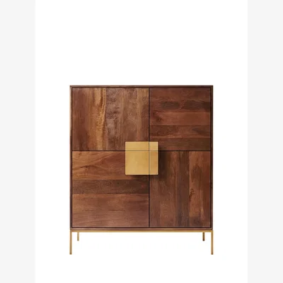 John Lewis Swoon Banner Cabinet, Brown/Brass