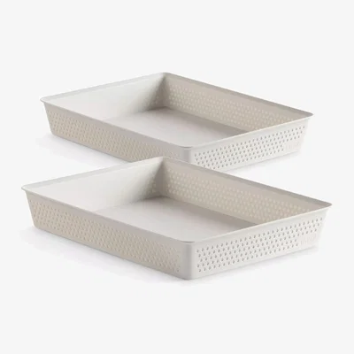 John Lewis TATAY BOHOL Recycled Polypropylene A4 Organiser, White, Pack of 2