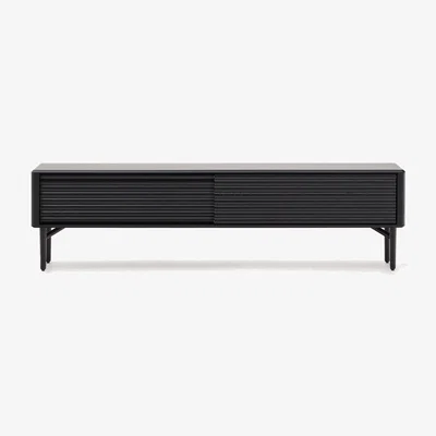 Kave Home Lenon TV cabinet, 2 doors in solid wood and black oak veneer 200x55 cm FSC Mix Credit