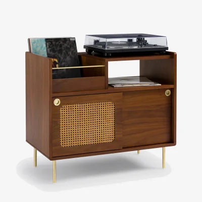 La Redoute Redpop Vinyl Cabinet in Walnut Veneer and Cane