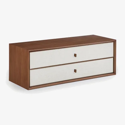 La Redoute Archivita XL Walnut Veneer and Fabric 2-Drawer Cabinet, L110 X D42cm