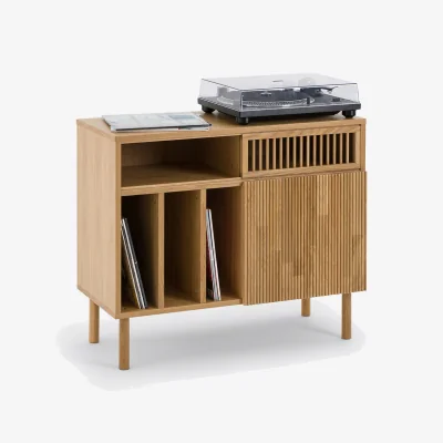 La Redoute Bilbao Vinyl Record Cabinet in Solid Oak and Veneer