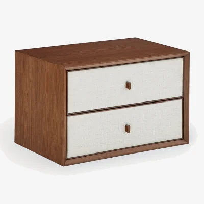 La Redoute Archivita XL Walnut Veneer and Fabric 2-Drawer Cabinet, W60 X D42cm